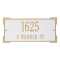 Rectangle Shape Address Plaque Named Roanoke with a White & Gold Finish, Standard Wall with Two Lines of Text