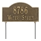 Two sided Arched Rectangle Shape Address Plaque with a Antique Brass Finish, Standard Lawn with Two Lines of Text