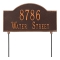 Two sided Arched Rectangle Shape Address Plaque with a Antique Copper Finish, Standard Lawn with Two Lines of Text