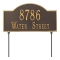 Two sided Arched Rectangle Shape Address Plaque with a Bronze & Gold Finish, Standard Lawn with Two Lines of Text