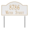 Two sided Arched Rectangle Shape Address Plaque with a White & Gold Finish, Standard Wall with Two Lines of Text