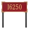 The Roanoke Rectangle Address Plaque with a Red & Gold Finish, Estate Lawn with One Line of Text
