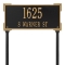 The Roanoke Rectangle Address Plaque with a Black & Gold Finish, Standard Lawn with Two Lines of Text