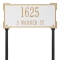 The Roanoke Rectangle Address Plaque with a White & Gold Finish, Standard Lawn with Two Lines of Text