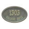 The Concord Raised Border Oval Shape Address Plaque with a Bronze & Verdigris Finish, Estate Wall with Two Lines of Text