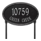 The Concord Raised Border Oval Shape Address Plaque with a Black & Silver Finish, Estate Lawn with Two Lines of Text