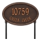 The Concord Raised Border Oval Shape Address Plaque with a Oil Rubbed Bronze Finish, Estate Lawn with Two Lines of Text