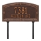 A Rectangle Arched Address Plaque with a Feather Boarder with a Antique Copper Finish, Standard Lawn with Two Lines of Text