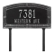 A Rectangle Arched Address Plaque with a Feather Boarder with a Black & Silver Finish, Standard Lawn with Two Lines of Text