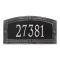 A Rectangle Arched Address Plaque with a Feather Boarder with a Black & Silver Finish, Estate Wall with One Line of Text