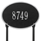 Hawthorne Oval Address Plaque with a Black & Silver Finish, Standard Lawn Size with One Line of Text