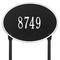 Hawthorne Oval Address Plaque with a Black & White Finish, Standard Lawn Size with One Line of Text