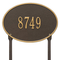 Hawthorne Oval Address Plaque with a Bronze & Gold Finish, Standard Lawn Size with One Line of Text