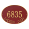 Hawthorne Oval Address Plaque with a Red & Gold Finish, Estate Wall Mount with Two Lines of Text