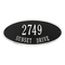 Madison Style Oval Shape Address Plaque with a Black & White Finish, Standard Wall Mount with Two Lines of Text