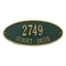 Madison Style Oval Shape Address Plaque with a Green & Gold Finish, Standard Wall Mount with Two Lines of Text