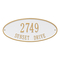 Madison Style Oval Shape Address Plaque with a White & Gold Finish, Standard Wall Mount with Two Lines of Text