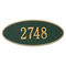 Madison Style Oval Shape Address Plaque with a Green & Gold Finish, Estate Wall Mount with One Line of Text