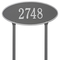 Madison Style Oval Shape Address Plaque with a Pewter & Silver Finish, Estate Lawn Size with One Line of Text