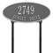 Madison Style Oval Shape Address Plaque with a Pewter & Silver Finish, Standard Lawn with Two Lines of Text