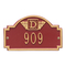 Square Shaped Address Plaque with your Monogram with a Red & Gold Finish, Petite Wall Mount with One Line of Text