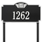 Square Shaped Address Plaque with your Monogram with a Black & White Finish, Estate Lawn Size with One Line of Text