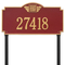 Square Shaped Address Plaque with your Monogram with a Red & Gold Finish, Estate Lawn Size with One Line of Text