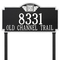 Square Shaped Address Plaque with your Monogram with a Black & White Finish, Estate Lawn with Two Lines of Text