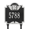 Square Shaped Address Plaque with your Monogram with a Black & White Finish, Standard Lawn Size with One Line of Text