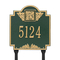 Square Shaped Address Plaque with your Monogram with a Green & Gold Finish, Standard Lawn Size with One Line of Text
