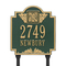 Square Shaped Address Plaque with your Monogram with a Green & Gold Finish, Standard Lawn with Two Lines of Text