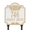 Square Shaped Address Plaque with your Monogram with a White & Gold Finish, Standard Lawn with Two Lines of Text