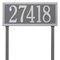 Rectangle Shape Double Line Address Plaque with a Pewter & Silver Finish, Estate Lawn Size with One Line of Text