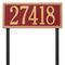 Rectangle Shape Double Line Address Plaque with a Red & Gold Finish, Estate Lawn Size with One Line of Text