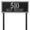 Rectangle Shape Double Line Address Plaque with a Black & Silver Finish, Estate Lawn with Two Lines of Text