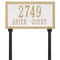 Rectangle Shape Double Line Address Plaque with a White & Gold Finish, Standard Lawn with Two Lines of Text