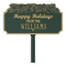 Happy Holidays Yard Sign with Christmas Bells on Top with One Line of Text, Finished Green & Gold