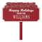 Happy Holidays Yard Sign with Christmas Bells on Top with One Line of Text, Finished Red & White