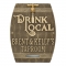Drink Local Barrel Antique Brass with Two Lines of Texts